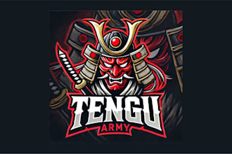 design tengu mask army mascot logo with any file format