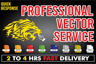 do vector tracing, vector ai, PSD, png in 30 mins