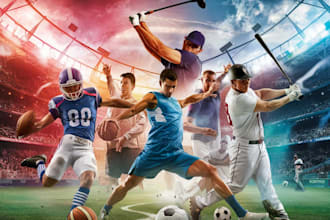 create fantasy logo for football soccer, basketball, baseball, golf club