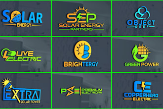 do modern solar panel eco energy power and electrical logo