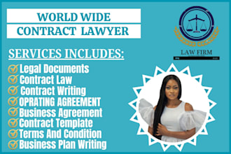 write a legal agreement legal review legal contract and documents world wide