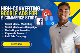 setup high converting google ads campaign for tshirt and shopify clothing store