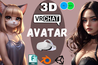 create custom avatar furry anime 3d model for vrchat