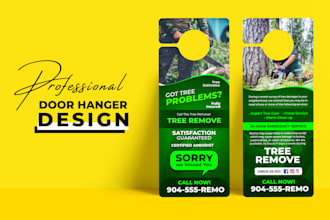 design door hanger, rack card, dl flyer, business leaflet, postcard and banner