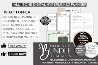 design hyperlinked planner for etsy shop etsy digital planners etsy shop set up