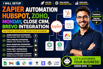 do zapier integration hubspot zoho monday close crm brevo automation