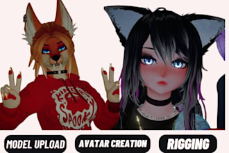 create cute 3d vrchat character model vtuber furry anime nsfw avatar animation