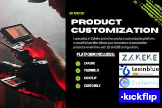 do zakeke 2d 3d product customization kickflip teeinblue customily for stores