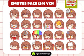 draw 24 ych cute emotes twitch for vtuber and pngtuber stream in 24 hours