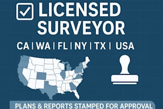 ca, wa, fl, ny, tx, al, US stamp land surveying  report plans stamp for approval