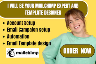 mailchimp expert, setup newsletter campaign, workflows, create email templates