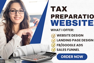tax preparation website credit repair website insurance, accounting landing page