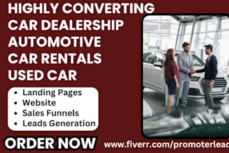 design car dealership website automotive car rental leads used car landing page