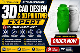 do 3d product modeling, 3d printing design using solidworks