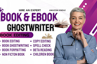 be 30k ebook ghostwriter, KDP ebook writer, fiction book editor, book formatting
