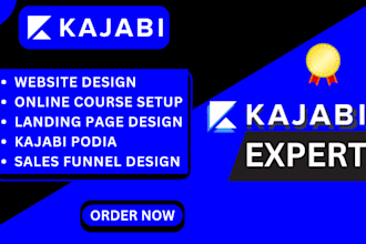 kajabi website design, thinkific, kajabi funnel podia onlinecourse, landing page