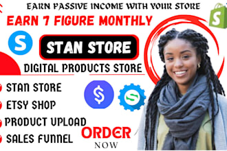 setup 85k 7 figure shopify digital products etsy shop, stan store digital store