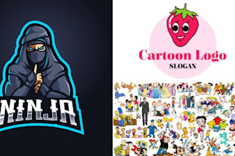 draw cartoon character mascot caricature logo for you