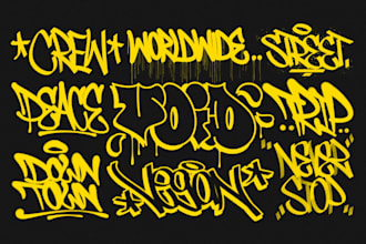 create a hand drawn tagging or throw up graffiti design