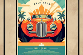 create illustrated vintage retro poster or flyer art