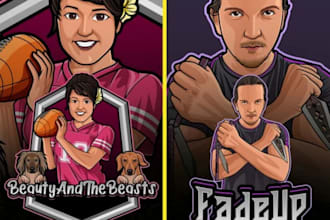 draw cartoon ,gaming twitch, mascot and caricature logo