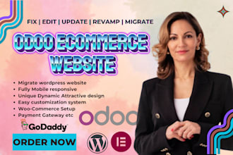 build odoo website odoo ecommerce migrate wix wordpress godaddy shopify to odoo