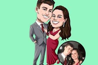 do caricature, caricature portrait, couple logo for you