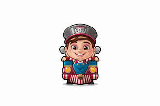 make professional railroad museum mascot logo