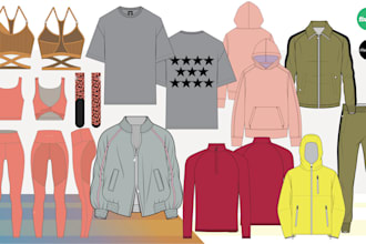 create high quality fashion technical sketches and detailed tech packs