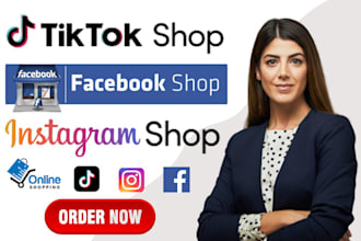 set up tik tok shop, facebook shop, instagram shop, ecommerce seo, integration