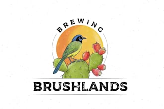 design awesome brush lands brewing logo