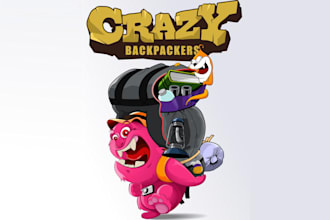 design unique crazy backpackers logo