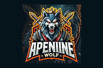 create apennine wolf esport mascot logo in just two day
