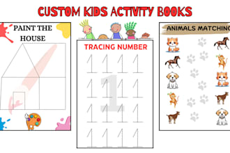 do kids and children activity books, worksheet, book editing