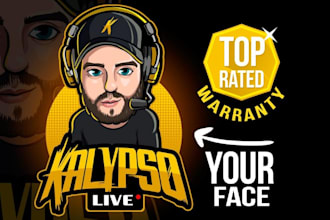 draw cartoon caricature podcast, gaming or twitch logo
