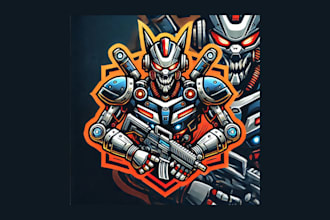 design modern robotic mascot logo with express delivery