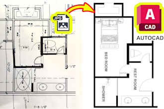redraw blueprint or image into a 2d floor plan, house plan,