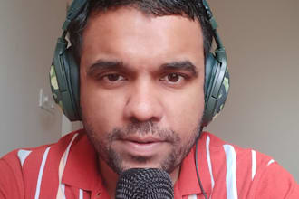 record a male english voice over in an indian accent