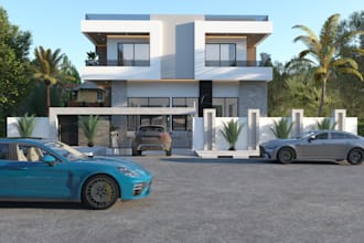 do 3d exterior rendering for house or commercial building