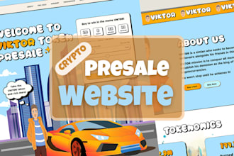 create presale website, meme coin crypto website animation, ico, solana, webflow