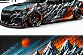 create a visually striking automobile and vehicle wrap design