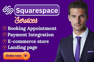 design a squarespace ecommerce website, online store, setup booking appointment