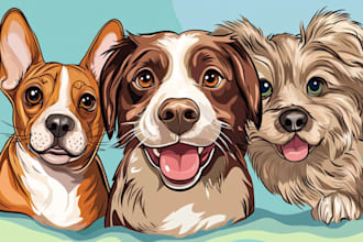 draw your lovely dogs or pets into cartoon portrait