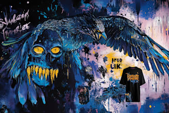 draw a custom dark surrealism for apparel