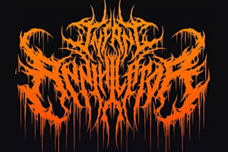 design a slamming death metal logo font with chrome