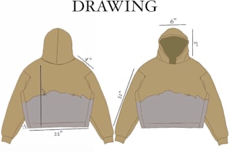 make 2d flat fashion design sketch, detailed, graded 3d sewing clothing patterns