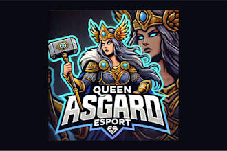 design queen asgard esport mascot logo with free source file