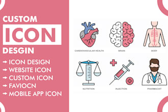 design custom icon, website icon set, favicon, app icon, and game icons