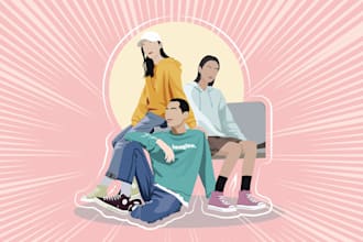 do minimalistic faceless portrait illustration for you