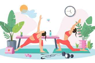 draw  illustrations manual, workout, yoga, exercise fitness pose illustration
